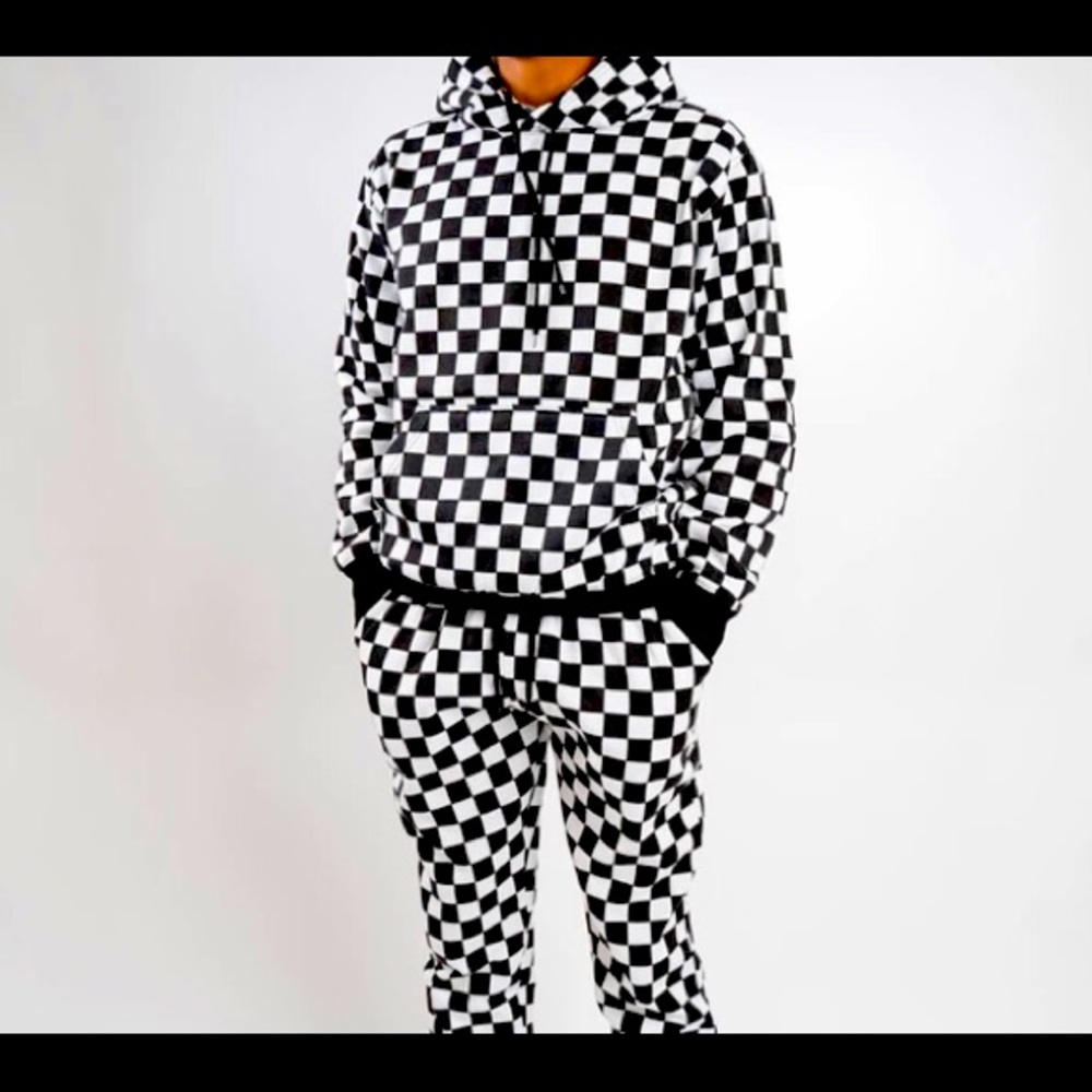 B&W Checkered Sweatsuit.       Out of stock - Picture 2 of 3